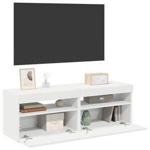 vidaXL Szafki TV z oświetleniem LED, 2 szt., białe, 60x35x40 cm obraz