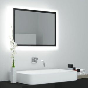 vidaXL Lustro łazienkowe LED, wysoki połysk, czarne, 60x8, 5x37, akryl obraz