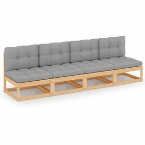 vidaXL 4-osobowa sofa ogrodowa z poduszkami, lite drewno sosnowe obraz