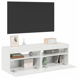 vidaXL Szafki TV z LED, 2 szt., wysoki połysk, białe, 60x35x40 cm obraz