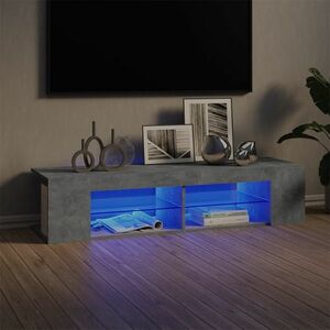 vidaXL Szafka TV z oświetleniem LED, szarość betonu, 135x39x30 cm obraz