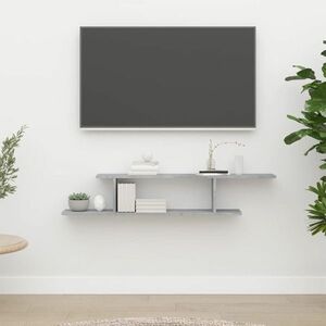 vidaXL Wisząca szafka pod TV, szarość betonu, 125x18x23 cm obraz