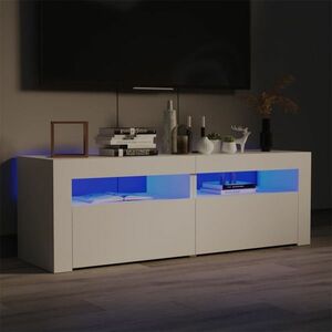 vidaXL Szafka pod TV z oświetleniem LED, biała, 120x35x40 cm obraz