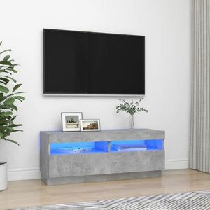 vidaXL Szafka pod TV z oświetleniem LED, szarość betonu, 100x35x40 cm obraz