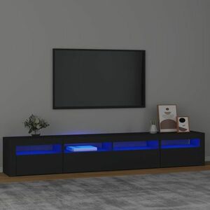 vidaXL Szafka pod TV z oświetleniem LED, czarna, 240x35x40 cm obraz