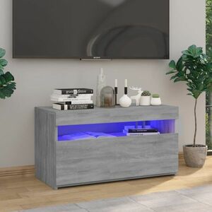 vidaXL Szafka pod TV z oświetleniem LED, szary dąb sonoma, 75x35x40 cm obraz