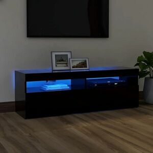 vidaXL Szafka pod TV z oświetleniem LED, czarna, 120x35x40 cm obraz