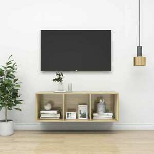 vidaXL Wisząca szafka pod TV, kolor dąb sonoma, 37x37x107 cm obraz