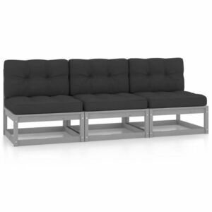 vidaXL 3-osobowa sofa ogrodowa z poduszkami, lite drewno sosnowe obraz