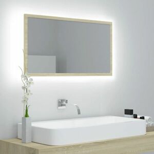 vidaXL Lustro łazienkowe LED, kolor dąb sonoma, 80x8, 5x37 cm, akryl obraz