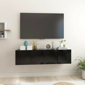 vidaXL Szafki wiszące pod TV 2 szt., czarne, 60x30x30 cm obraz