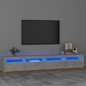 vidaXL Szafka pod TV z oświetleniem LED, szarość betonu, 240x35x40 cm obraz