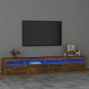 vidaXL Szafka pod TV z oświetleniem LED, przydymiony dąb, 240x35x40 cm obraz