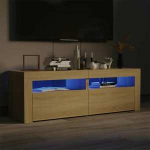 vidaXL Szafka pod TV z oświetleniem LED, dąb sonoma, 120x35x40 cm obraz