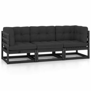 vidaXL 3-osobowa sofa ogrodowa z poduszkami, lite drewno sosnowe obraz