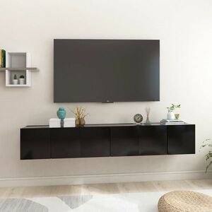 vidaXL Szafki wiszące pod TV 3 szt., czarne, 60x30x30 cm obraz