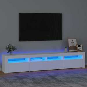 vidaXL Szafka pod TV z oświetleniem LED, biała, 210x35x40 cm obraz