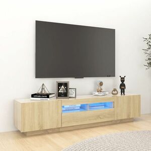 vidaXL Szafka TV z oświetleniem LED, kolor dąb sonoma, 180x35x40 cm obraz