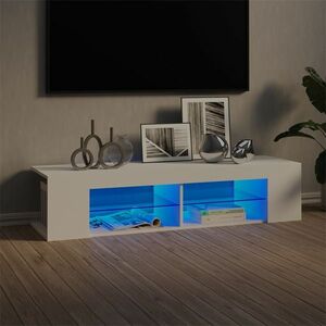 vidaXL Szafka TV z oświetleniem LED, biała, 135x39x30 cm obraz