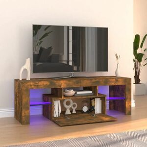 vidaXL Szafka pod TV z oświetleniem LED, przydymiony dąb, 120x35x40 cm obraz