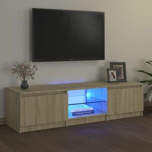 vidaXL Szafka pod TV, z LED, dąb sonoma, 140 x 40 x 35, 5 cm obraz