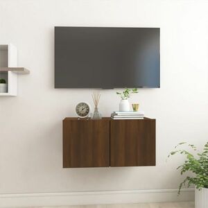 vidaXL Wisząca szafka pod TV, brązowy dąb, 60x30x30 cm obraz