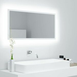 vidaXL Lustro łazienkowe z LED, białe, 90x8, 5x37 cm, akryl obraz