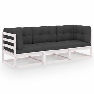 vidaXL 3-osobowa sofa ogrodowa z poduszkami, lite drewno sosnowe obraz