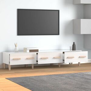 vidaXL Szafka pod TV, wysoki połysk, biała, 150x34, 5x30 cm obraz