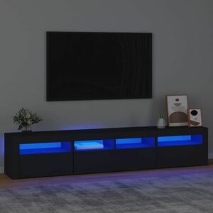 vidaXL Szafka pod TV z oświetleniem LED, czarna, 210x35x40 cm obraz