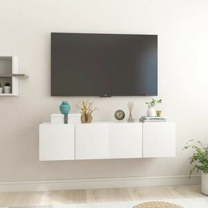 vidaXL Szafki wiszące pod TV 2 szt., wysoki połysk, białe, 60x30x30 cm obraz