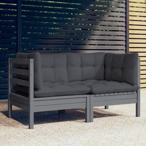 vidaXL 2-osobowa sofa ogrodowa z antracytowymi poduszkami, sosnowa obraz