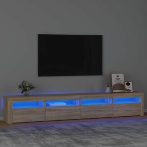 vidaXL Szafka TV z oświetleniem LED, dąb sonoma, 240x35x40 cm obraz