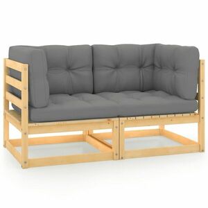 vidaXL 2-osobowa sofa ogrodowa z poduszkami, lite drewno sosnowe obraz