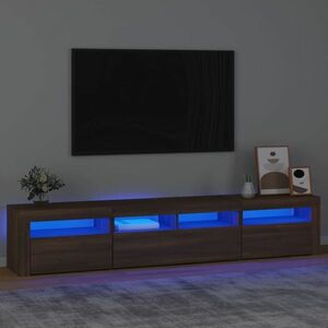 vidaXL Szafka pod TV z oświetleniem LED, brązowy dąb, 210x35x40 cm obraz