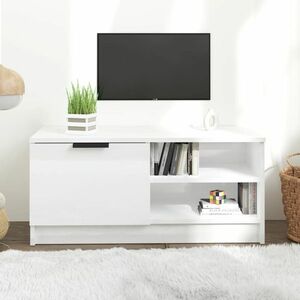 vidaXL Szafka pod TV, wysoki połysk, biała, 80x35x36, 5 cm obraz