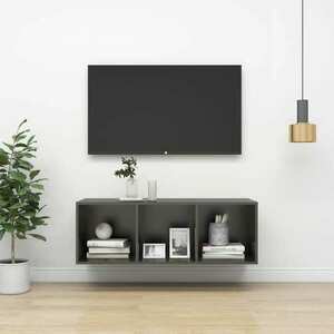 vidaXL Wisząca szafka pod TV, szara, 37x37x107 cm obraz