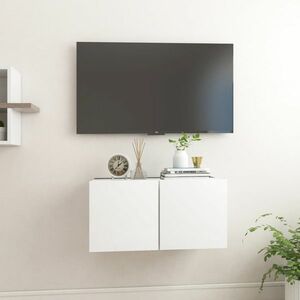 vidaXL Szafka wisząca pod TV, biała, 60x30x30 cm obraz