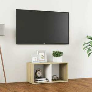 vidaXL Szafka pod TV, biel i dąb sonoma, 72x35x36, 5 cm obraz