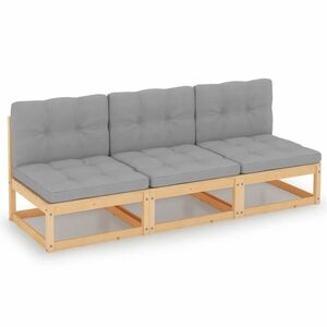 vidaXL 3-osobowa sofa z poduszkami, lite drewno sosnowe obraz