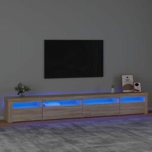 vidaXL Szafka pod TV z oświetleniem LED, dąb sonoma, 270x35x40 cm obraz