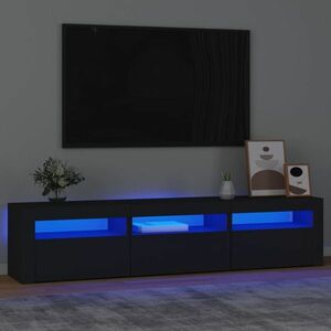 vidaXL Szafka pod TV z oświetleniem LED, czarna, 180x35x40 cm obraz