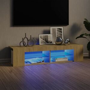 vidaXL Szafka TV z oświetleniem LED, dąb sonoma, 135x39x30 cm obraz