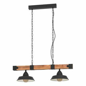 Czarno-naturalna lampa wisząca z metalowym kloszem OLDBURY – EGLO obraz