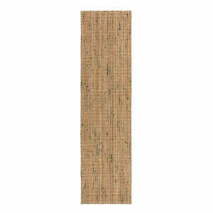 Zielono-naturalny dwustronny chodnik z juty tkany ręcznie 60x230 cm Jute Boucle Green – Flair Rugs obraz