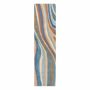 Niebieski wełniany chodnik tkany ręcznie 60x230 cm Abstract Flow – Flair Rugs obraz