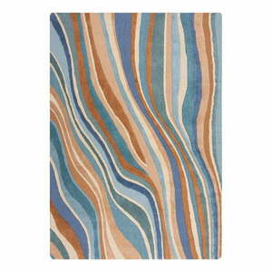 Niebieski wełniany dywan tkany ręcznie 120x170 cm Abstract Flow – Flair Rugs obraz