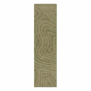 Wełniany chodnik tkany ręcznie w kolorze khaki 60x230 cm Mesmerise Sage – Flair Rugs obraz