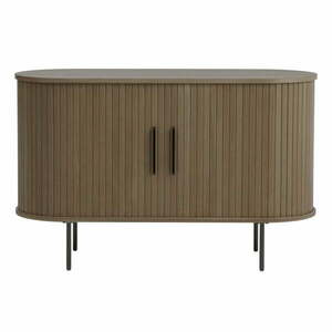 Brązowa komoda w dekorze dębu z drzwiami przesuwnymi 120x76x45 cm Nola – Unique Furniture obraz