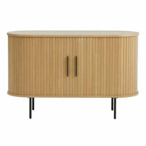 Komoda w dekorze dębu z drzwiami przesuwnymi w naturalnym kolorze 120x76x45 cm Nola – Unique Furniture obraz